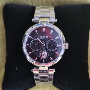 NWOT Versace Silver and Black Chronograph Watch
